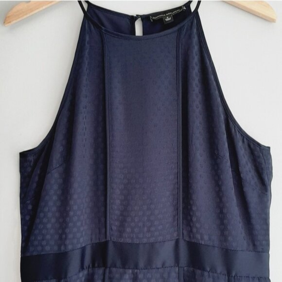 BANANA REPUBLIC Halter Waist Defined Fit & Flare Dot Knee Length Dress Navy Sz 8 - Picture 4 of 14